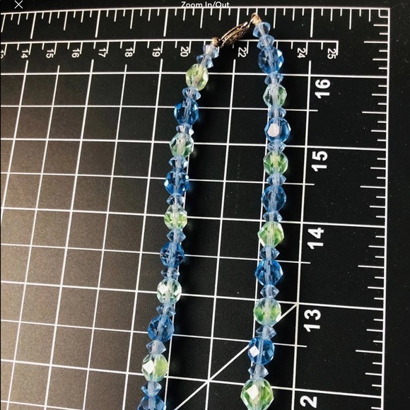 Gorgeous Vintage Ocean Blue Rock Crystal Deco Necklace - Picture 9 of 11